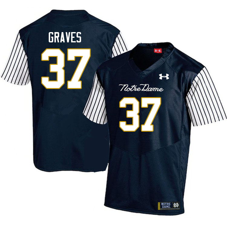 Men #37 Mike Graves Notre Dame Fighting Irish College Football Jerseys Sale-Alternate Navy - Click Image to Close